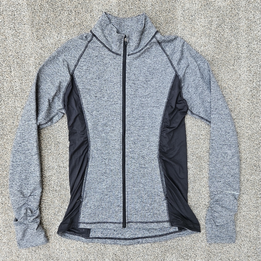 VSX Sport Victorias Secret Knockout Heather Gray/Black Athletic Jacket Zip Large